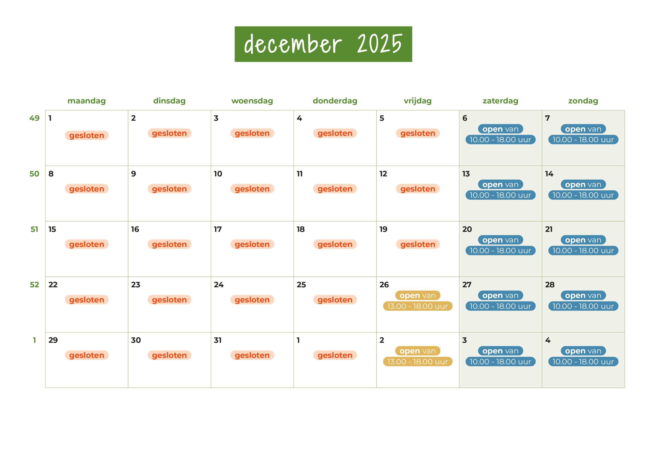 openingsuren december