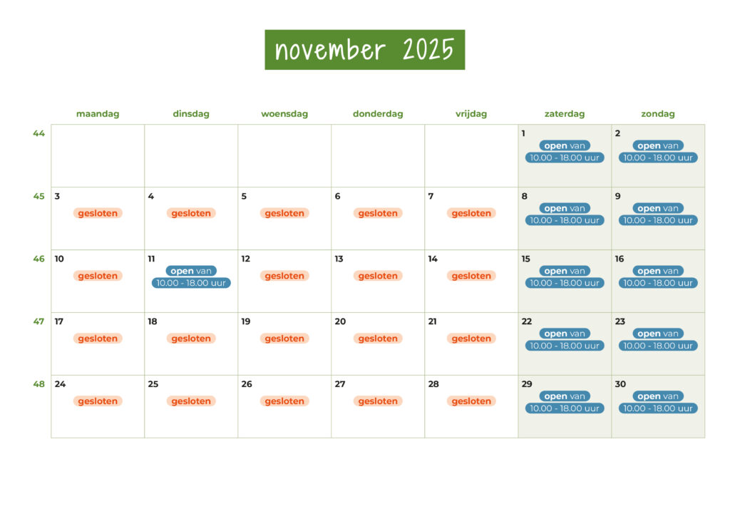 openingsuren november